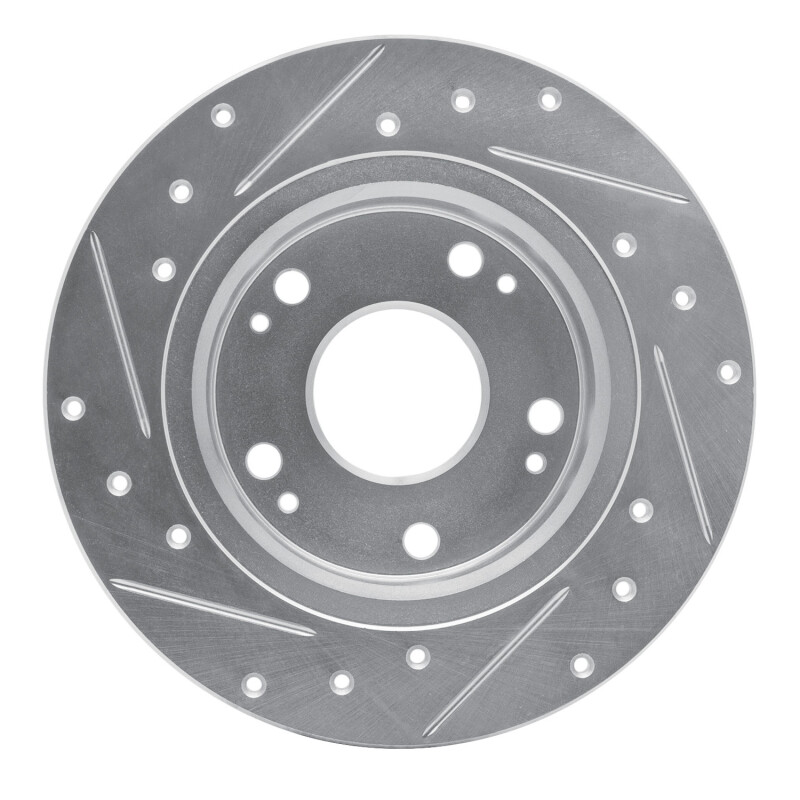 Acura TSX Brake Rotor (1) - Rear Right - R1 Concepts - Drilled & Slotted - Silver - `03-`08